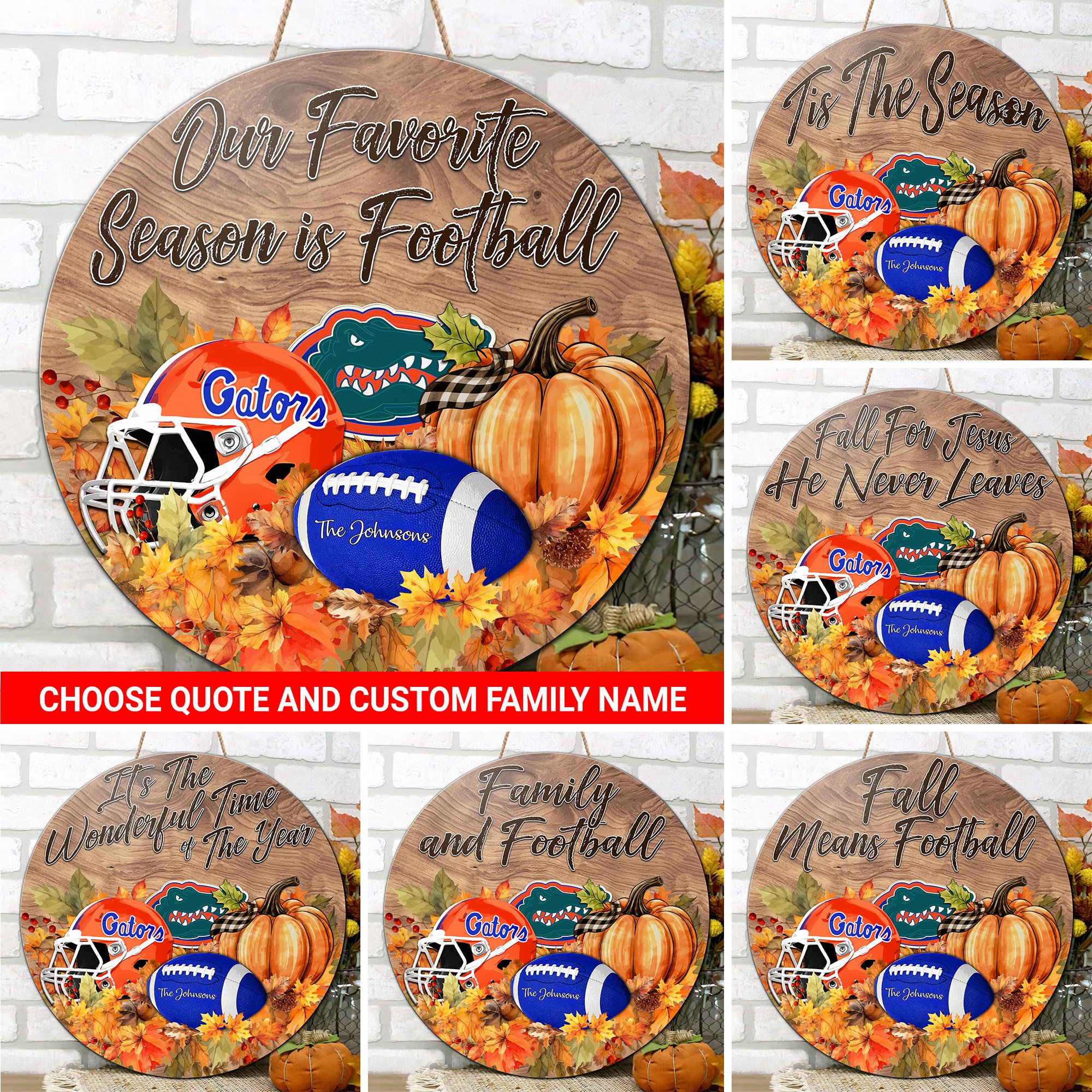 Florida Gators Shape Wooden Sign Custom Your Family Name And Choose Your Quotes, Sport Sign, Sport Gifts For Fan, Home Decorations EHIVM-59971